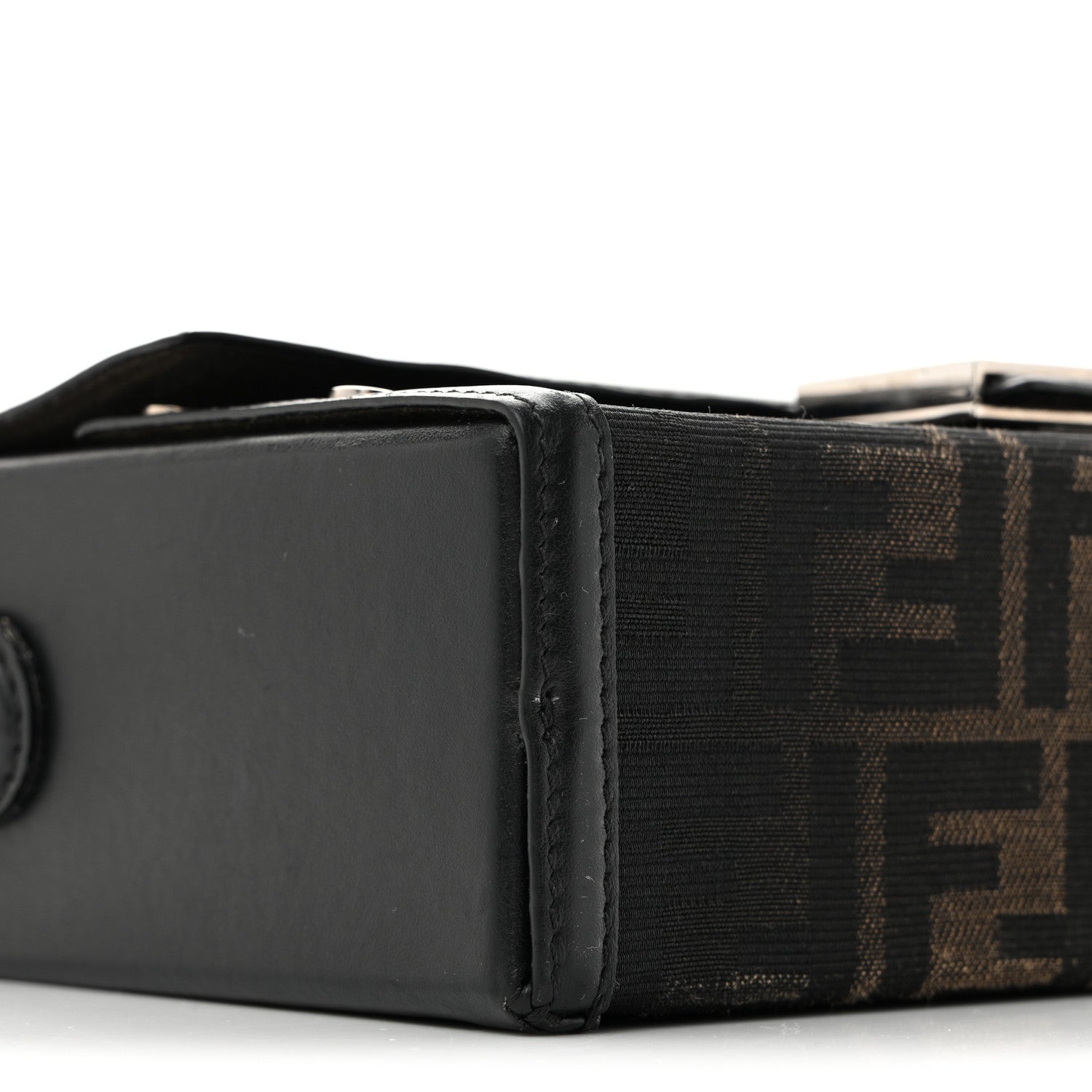 Fendi Recycled Fabric Jacquard Vitello King FF 1974 Baguette Soft Trunk Phone Pouch Brown 10 of 14