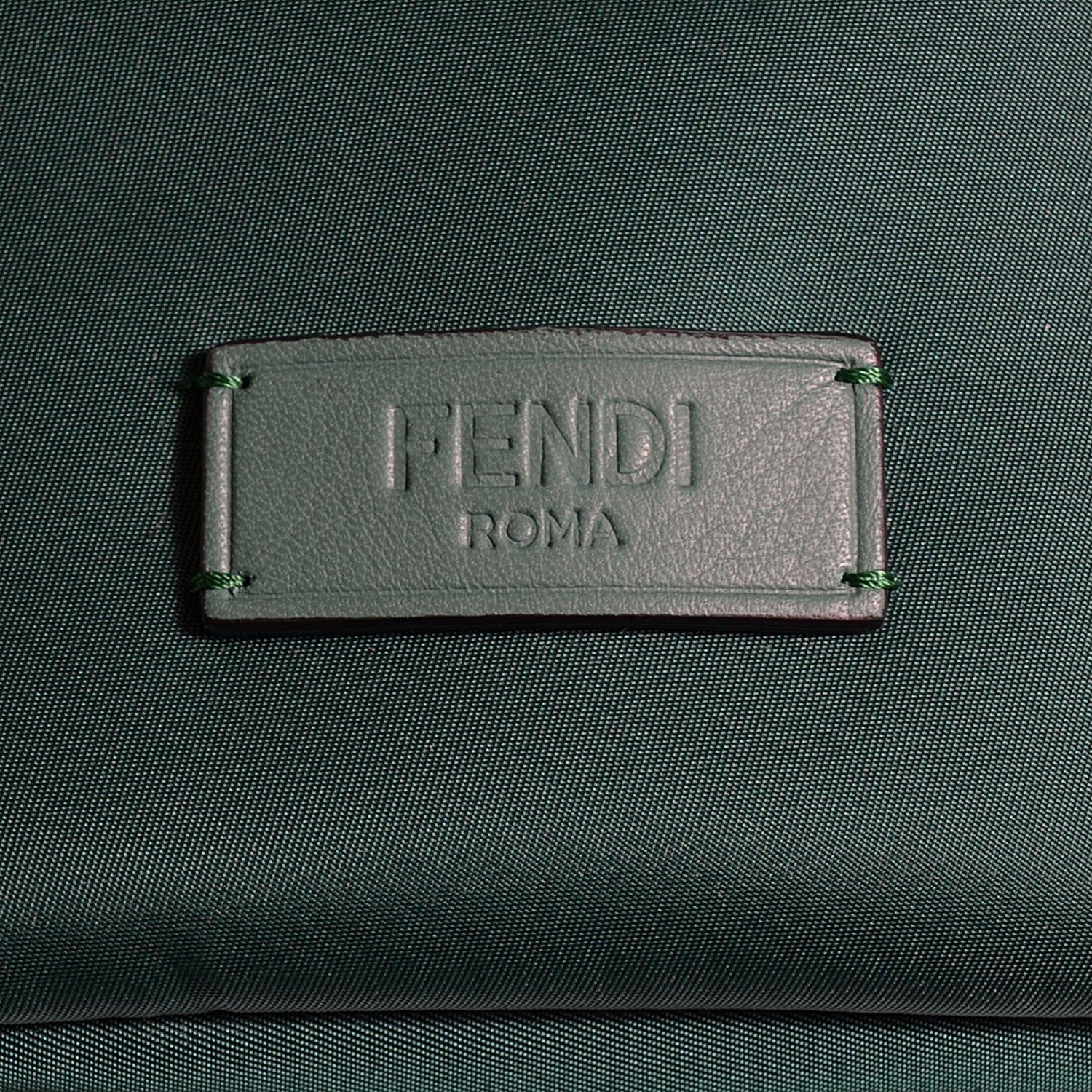 Fendi Nylon Vitello Elite Monster Eyes Rounded Backpack Verde Bottiglia White 6 of 10