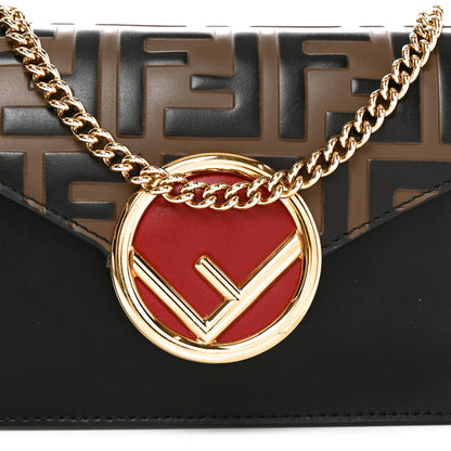 Fendi Vitello Liberty F is Fendi Bi-Color FF 1974 Embossed Envelope Belt Bag Maya Black 7 of 9