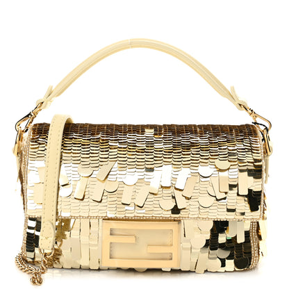 Fendi Sequin Paillettes Vitello Grace Sex and the City Mini Baguette Oro Chiaro 1 of 10