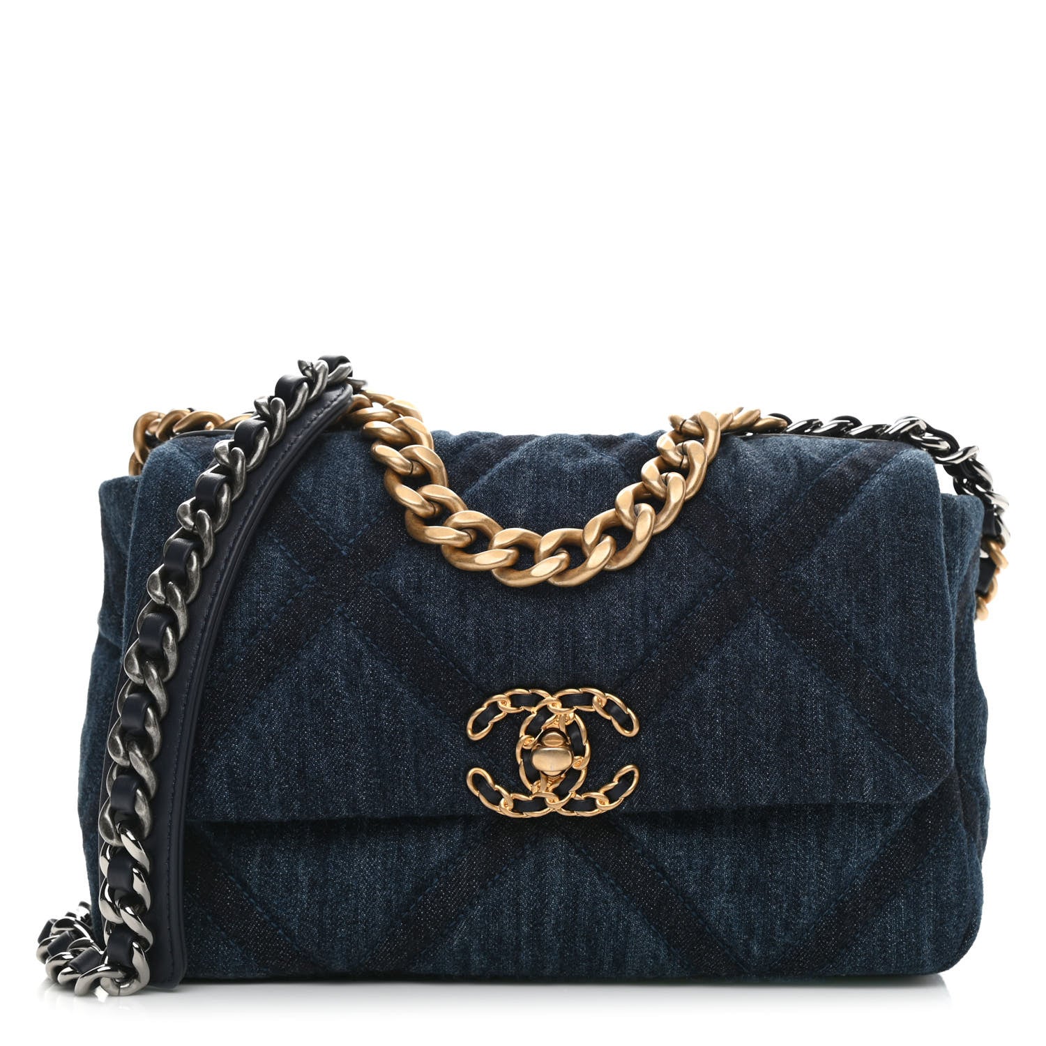 Chanel Denim Quilted Medium Chanel 19 Flap Blue 1 of 9
