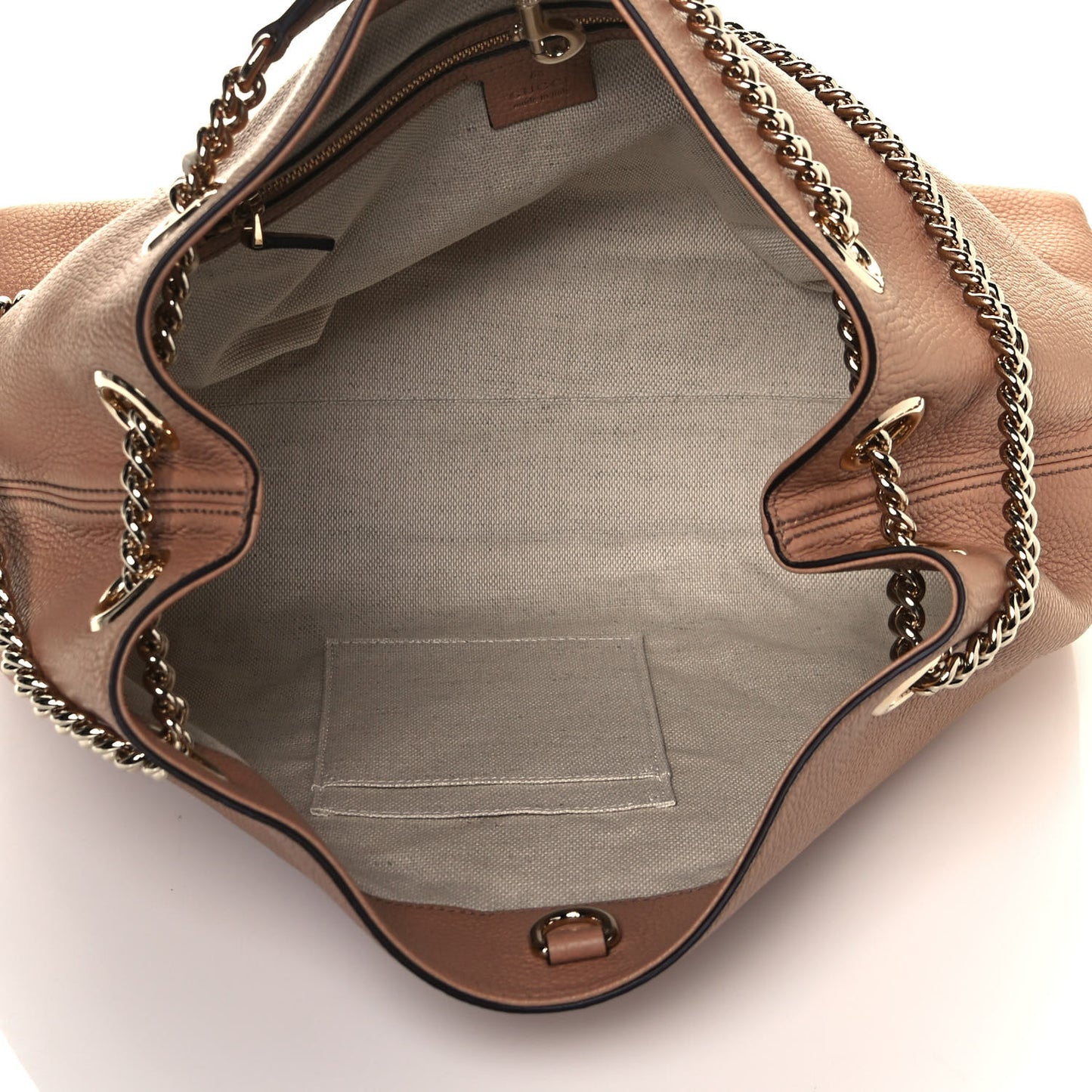Pebbled Calfskin Medium Soho Chain Shoulder Bag Camelia