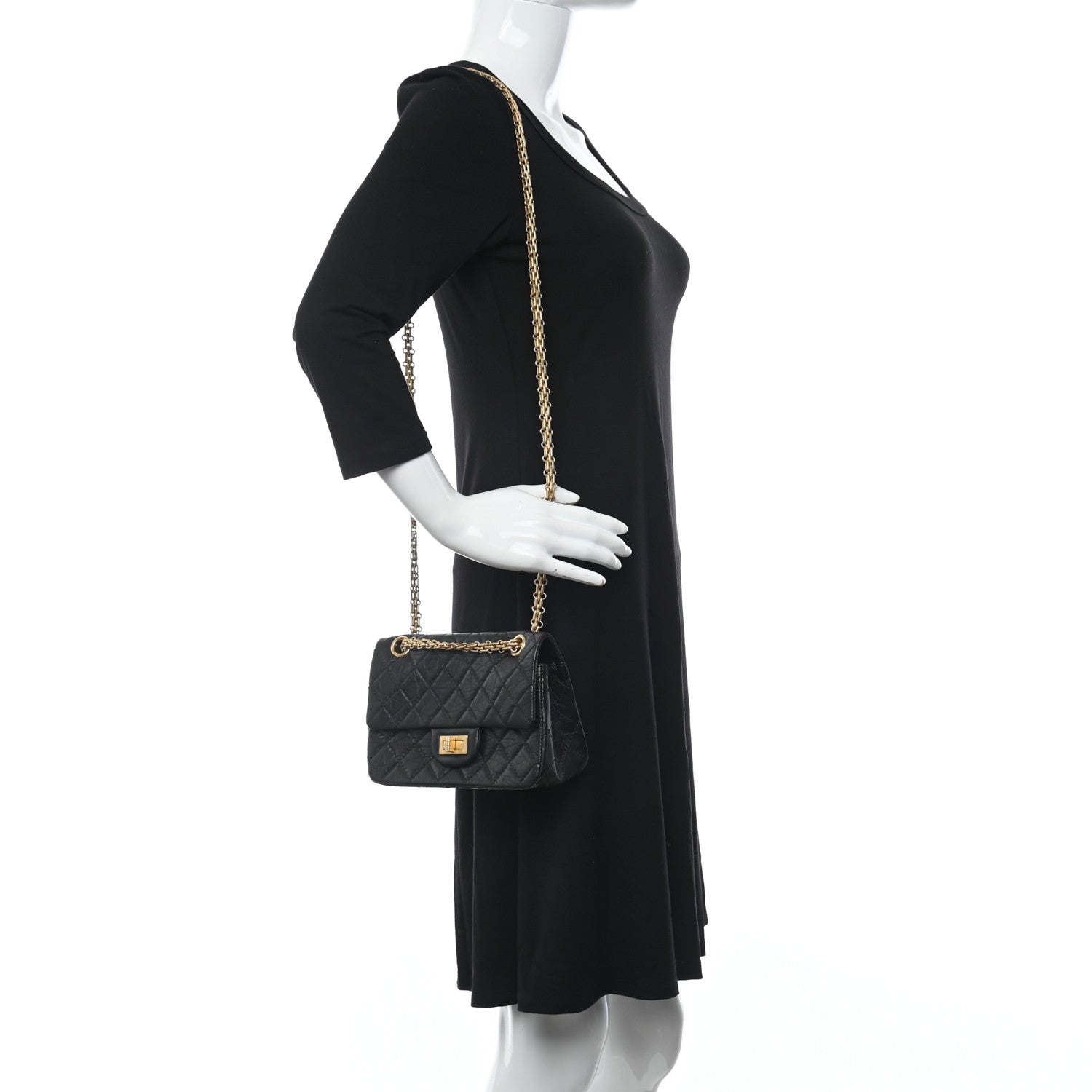 Chanel Aged Calfskin Quilted 2.55 Reissue Mini Flap Black 2 of 10