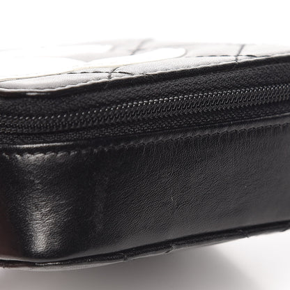 Chanel Calfskin Quilted Cambon Zip Around Makeup Pouch Black White 8 of 13