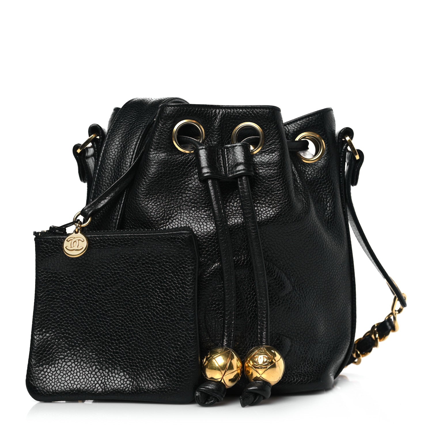 Chanel Caviar CC Chain Mini Drawstring Bag Black 1 of 10