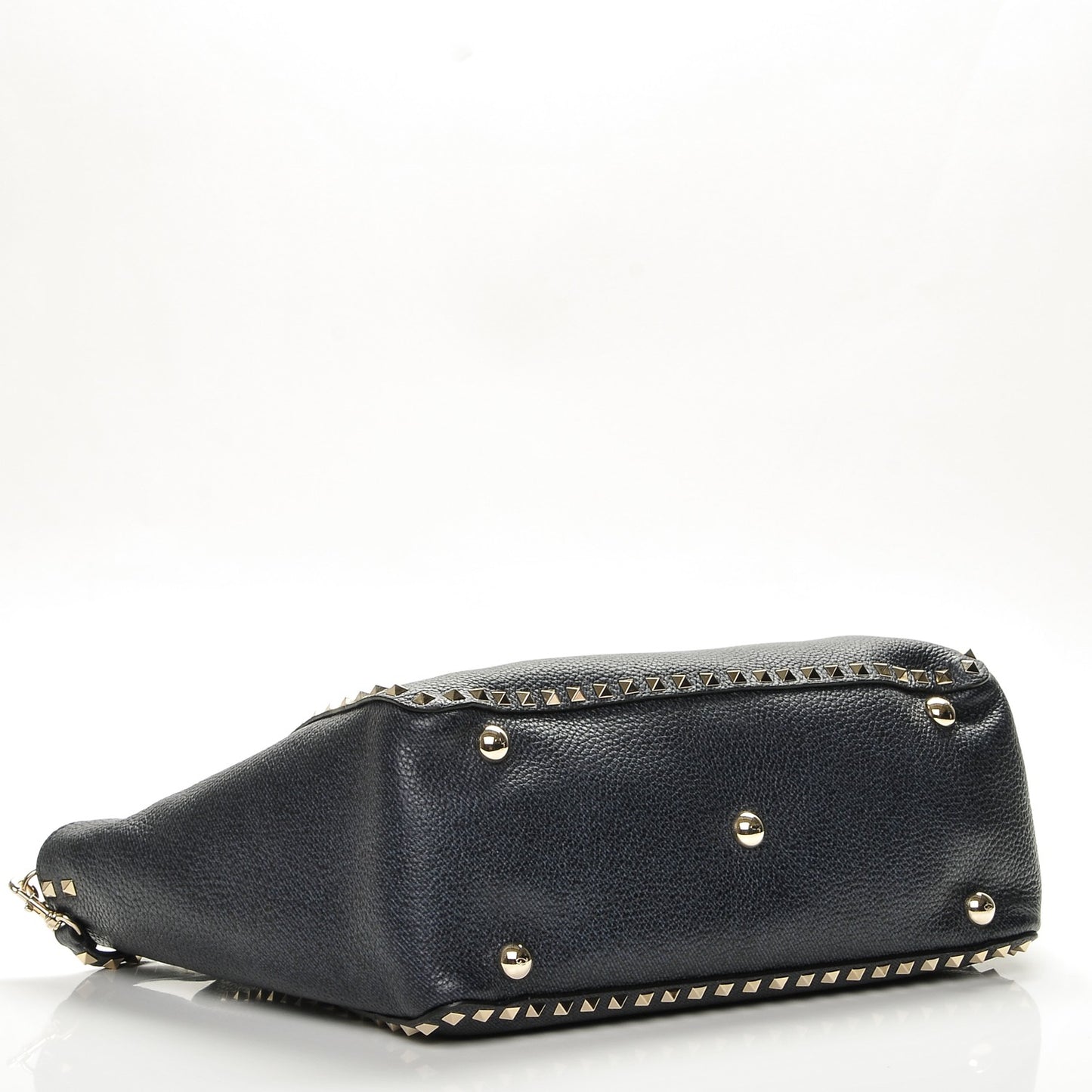 Pebbled Calfskin Medium Rockstud Tote Deep Denim