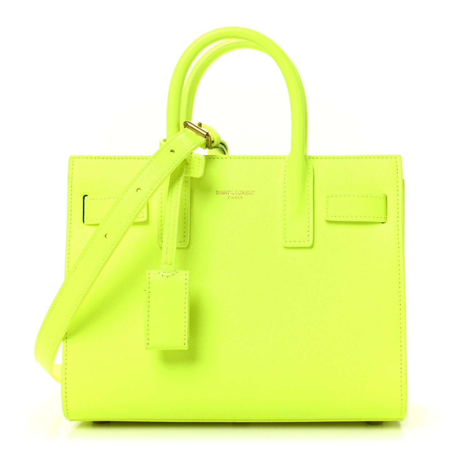 Grained Calfskin Nano Sac De Jour Fluo Safety Yellow