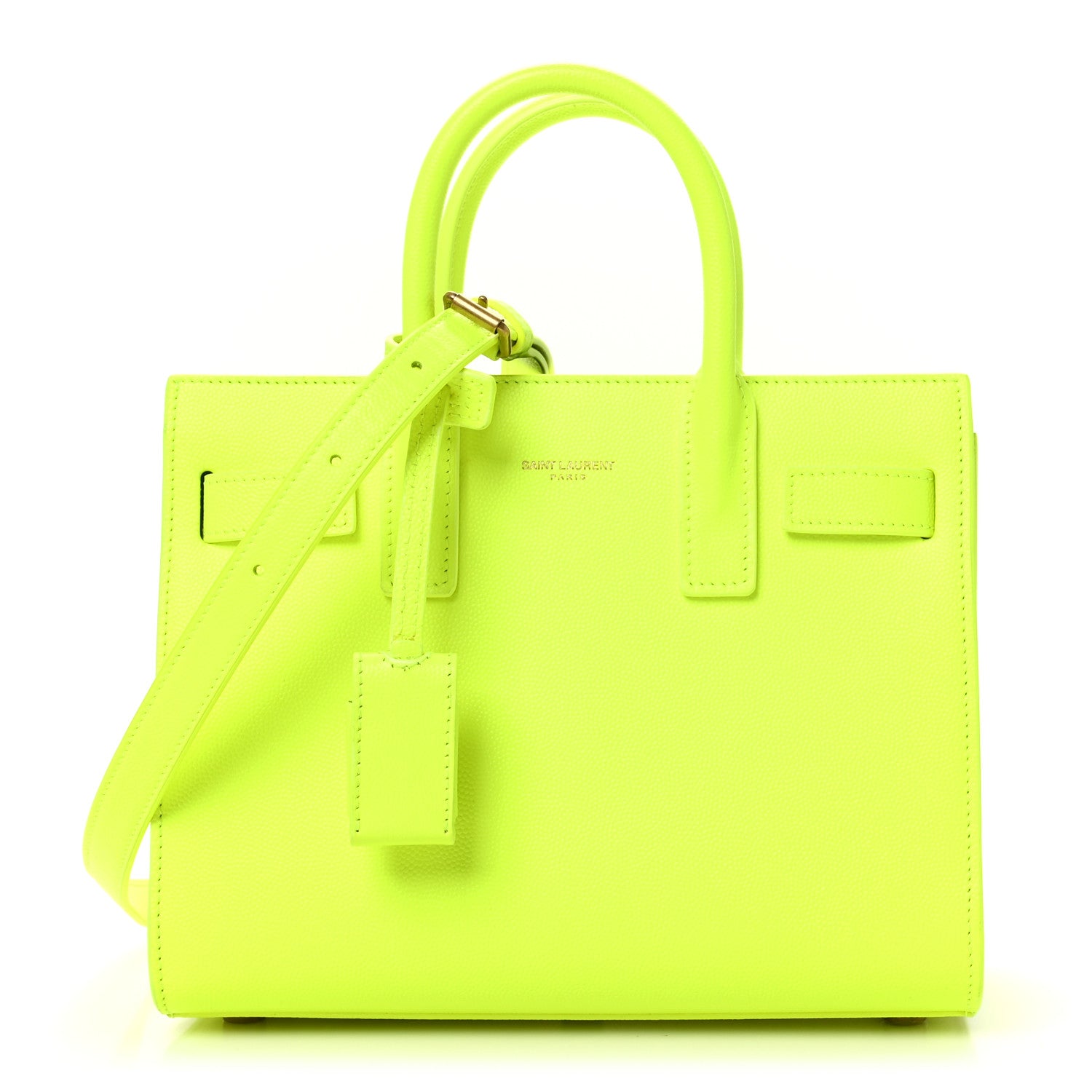 Saint Laurent Grained Calfskin Nano Sac De Jour Fluo Safety Yellow 1 of 10