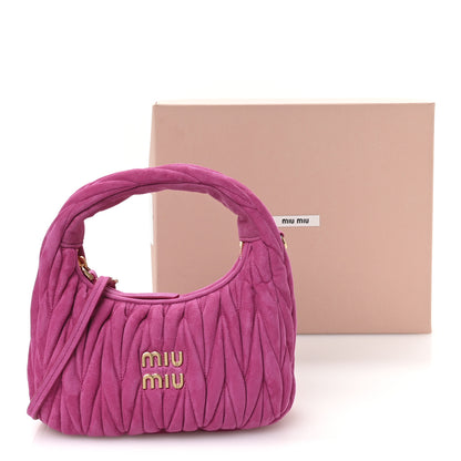 Miu Miu Suede Matelasse Mini Wander Hobo Fuxia 11 of 11