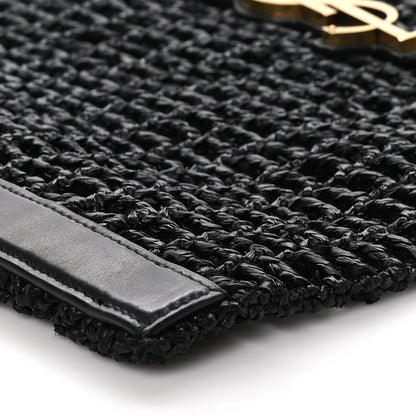 Saint Laurent SAINT LAURENT Raffia Calfskin Oxalis Shoulder Bag Black 8 of 9