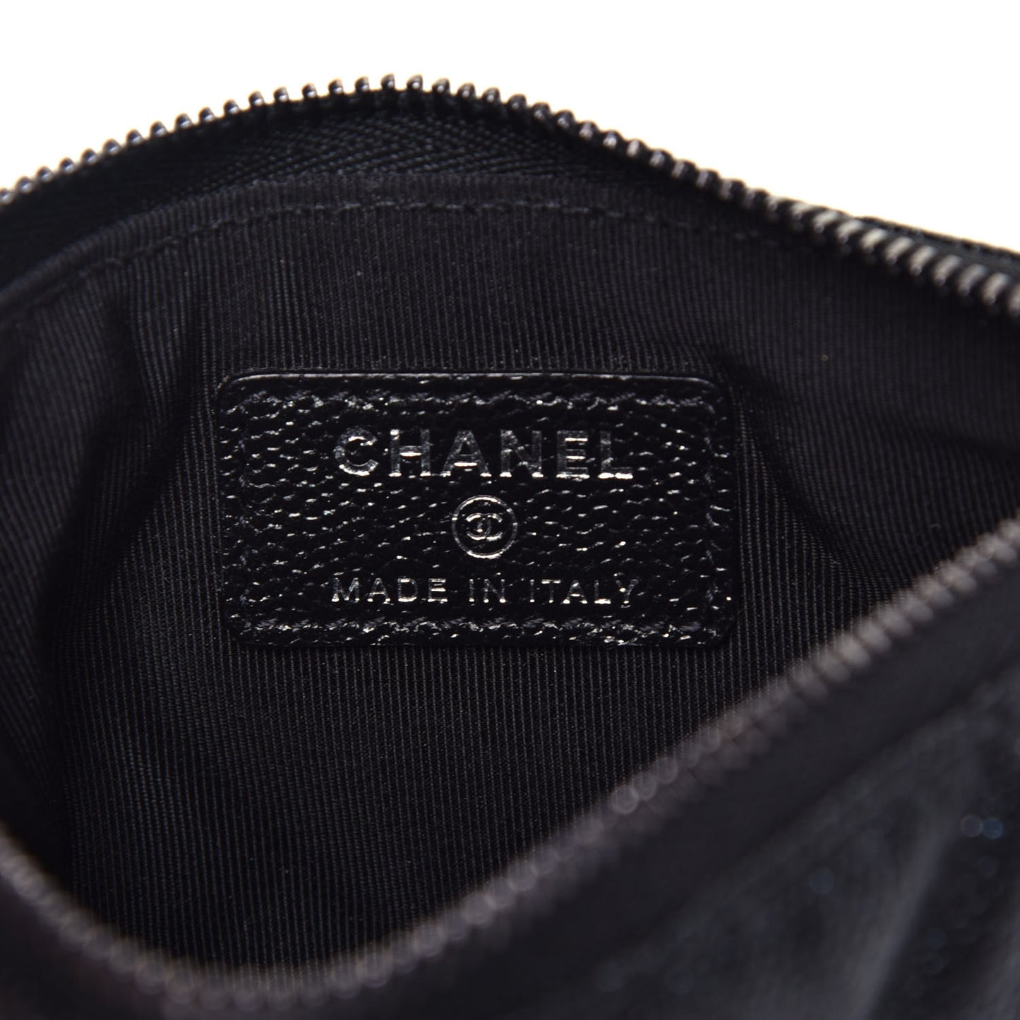 Iridescent Caviar Quilted Small Cosmetic Case Black