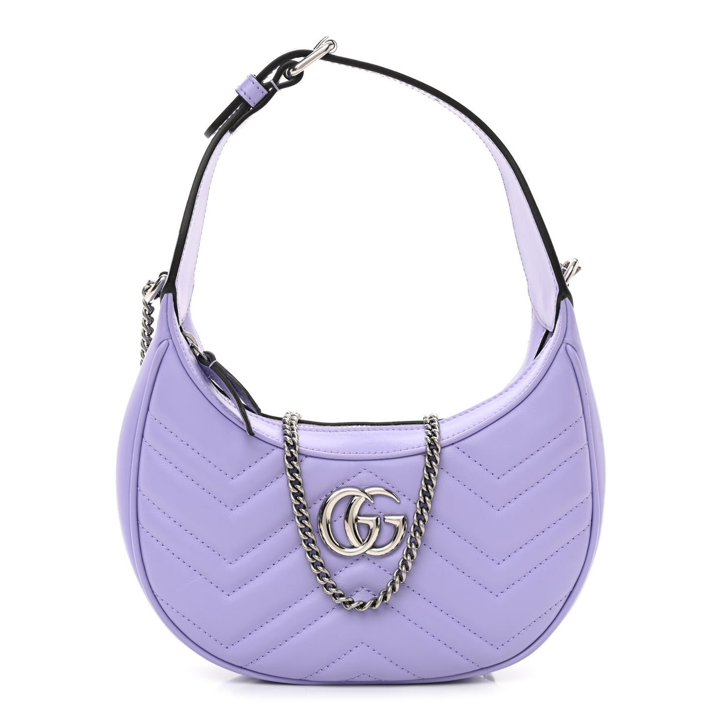 Calfskin Matelasse Mini GG Marmont Half Moon Hobo Lapis