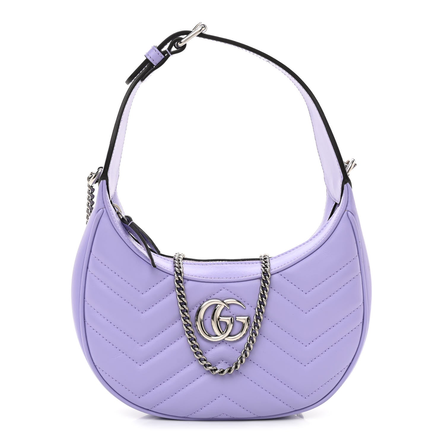 Gucci Calfskin Matelasse Mini GG Marmont Half Moon Hobo Lapis 1 of 9