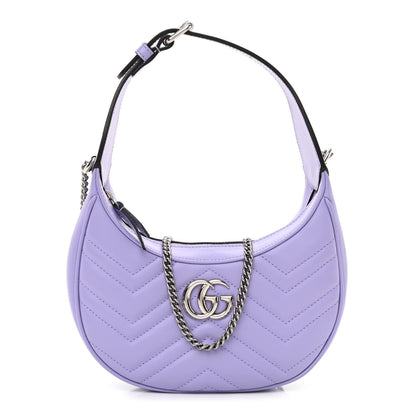 Gucci Calfskin Matelasse Mini GG Marmont Half Moon Hobo Lapis 1 of 9