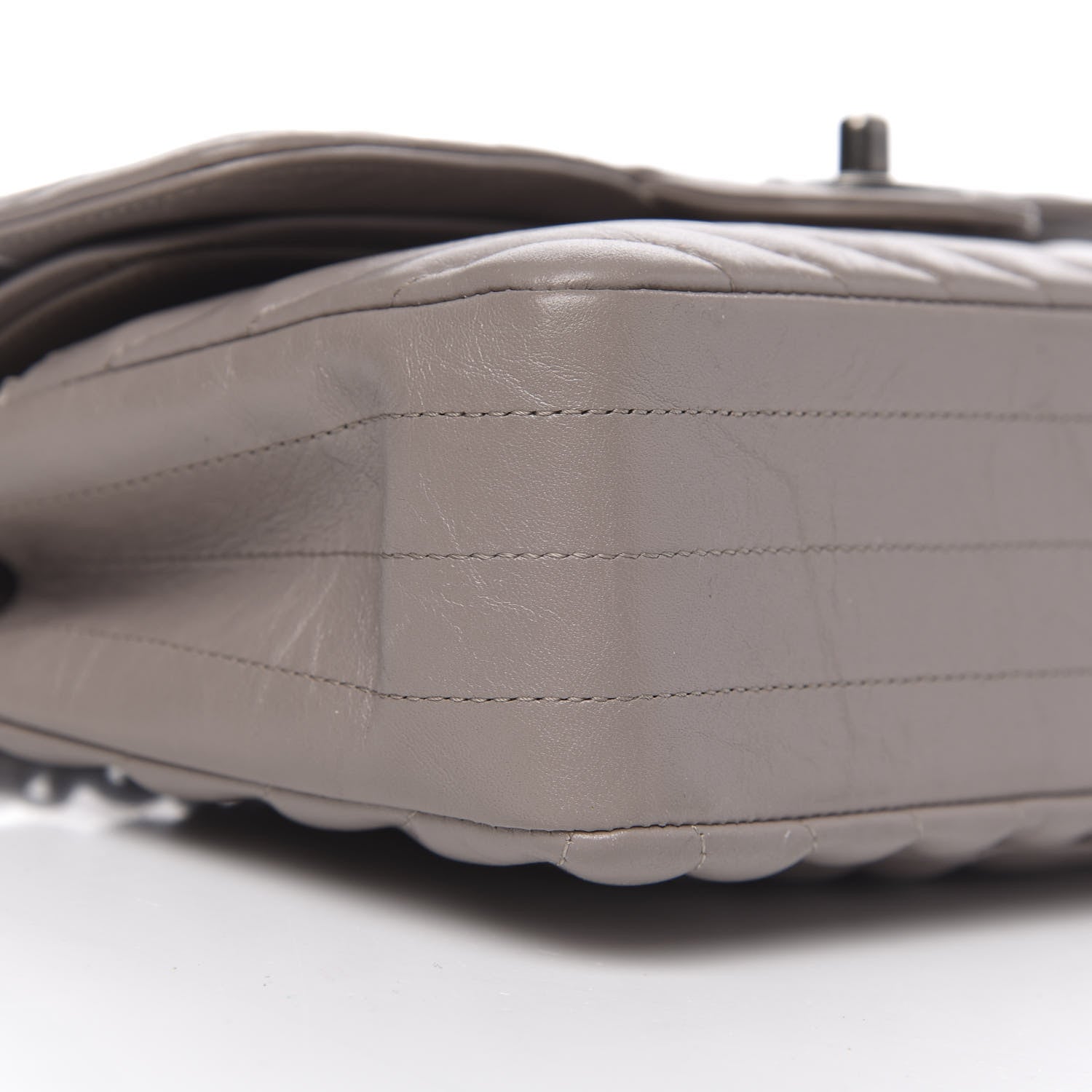 Chanel Aged Calfskin Chevron Quilted Small Double Flap Grey 8 of 10