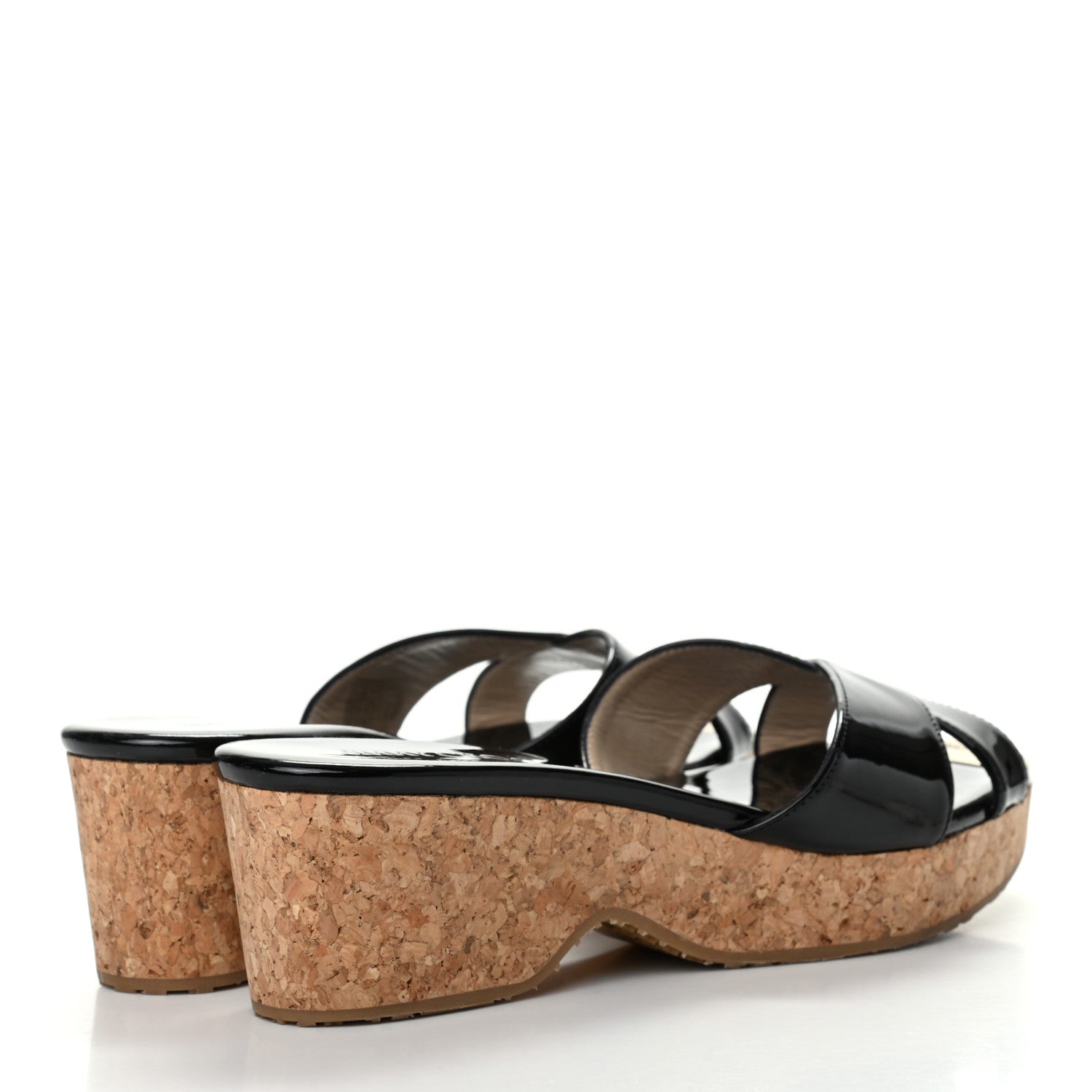 Jimmy Choo Patent Prima Cork Wedge Sandals 38 Black 4 of 7