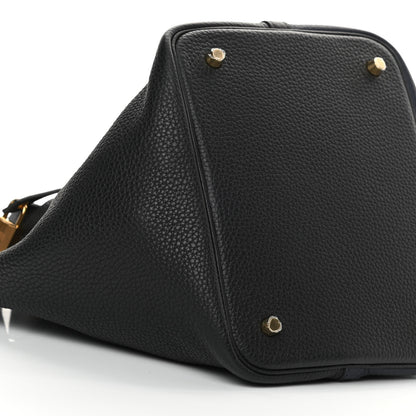 Hermes Taurillon Clemence Casaque Picotin Lock 22 MM Bleu Nuit Black Blue Frida 9 of 10