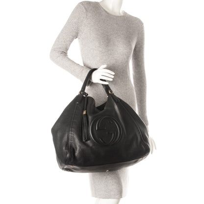 Gucci Pebbled Calfskin Large Soho Shoulder Bag Black 2 of 7