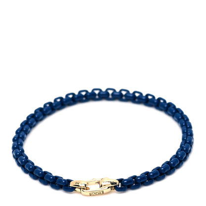 David Yurman Stainless Steel 14K Yellow Gold Acrylic Bel Aire 4mm Chain Bracelet Navy 3 of 5