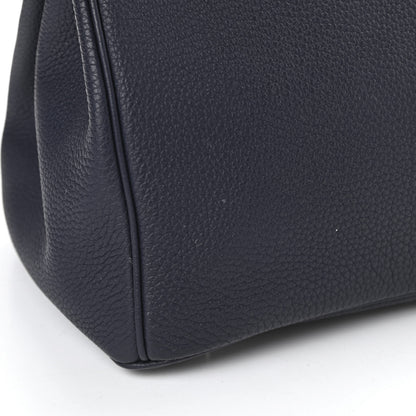 Hermes Togo Birkin Verso 30 Bleu Nuit Orange Poppy 8 of 11