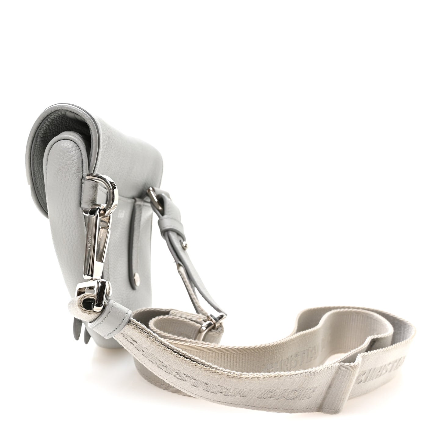 Grained Calfskin Mens Mini Saddle Bag Gray