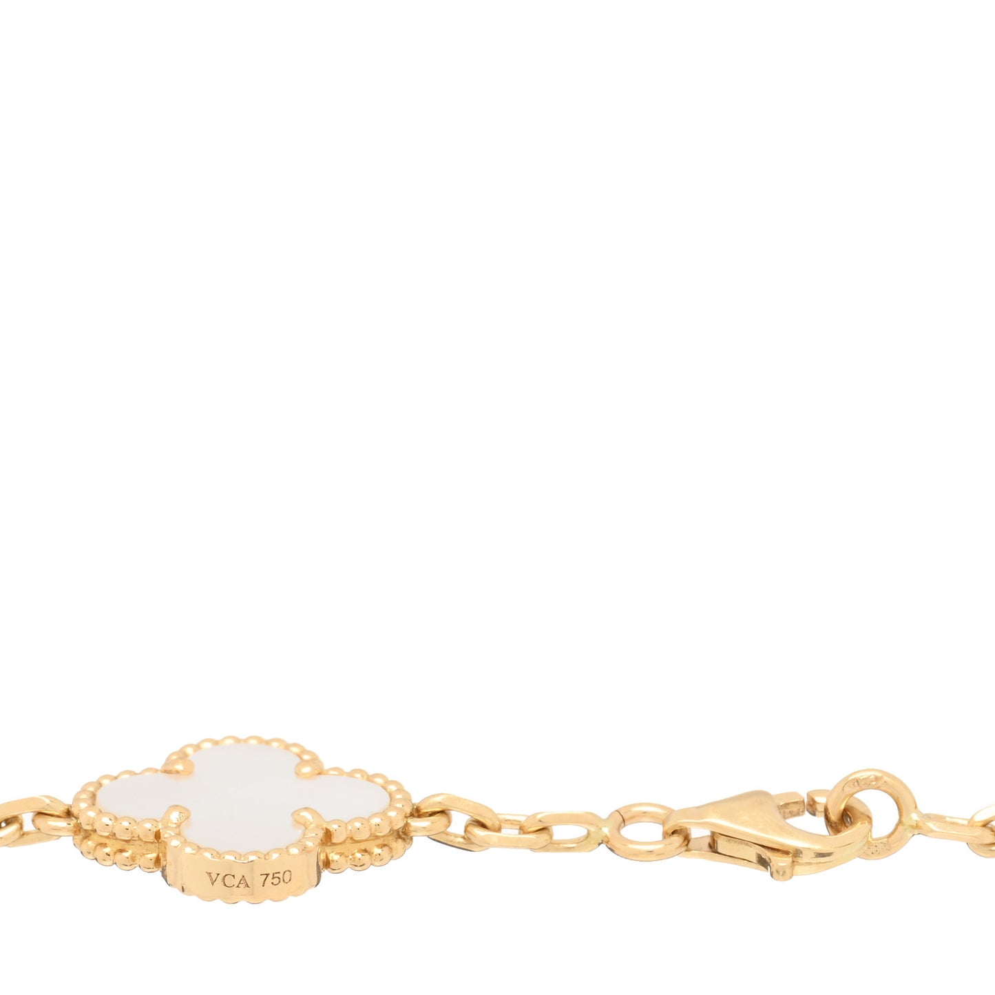 18K Yellow Gold Mother of Pearl 5 Motifs Vintage Alhambra Bracelet