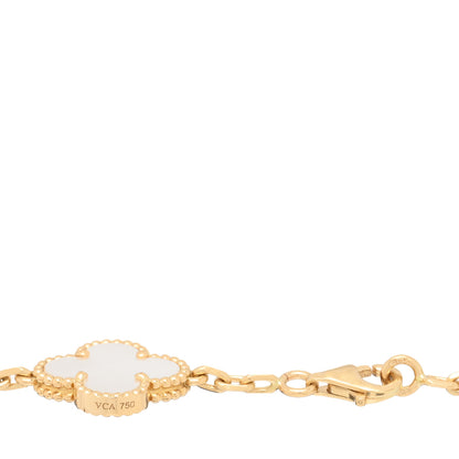 Van Cleef & Arpels 18K Yellow Gold Mother of Pearl 5 Motifs Vintage Alhambra Bracelet 4 of 5
