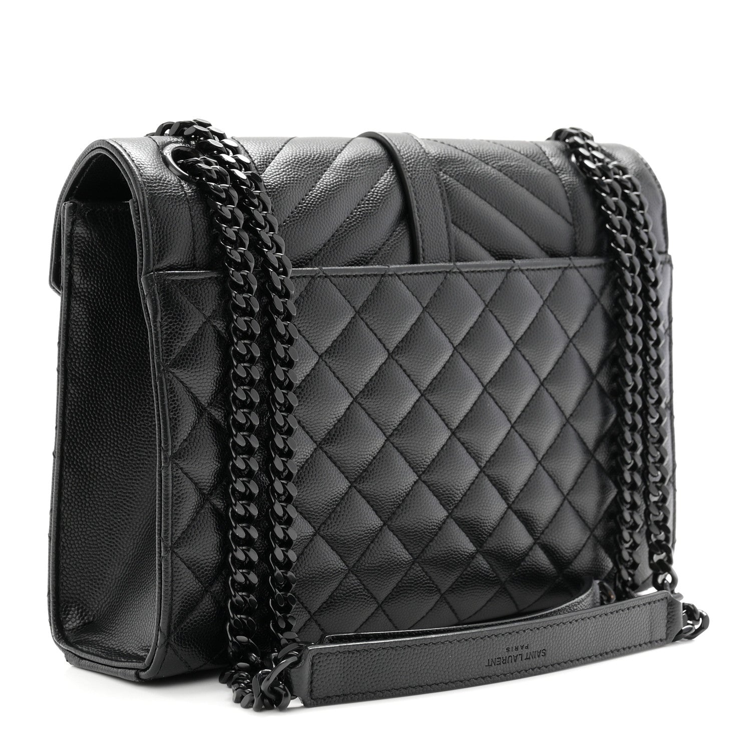 Saint Laurent Grain De Poudre Textured Mixed Matelasse Triquilt Medium Monogram Monochrome Satchel Black 3 of 10
