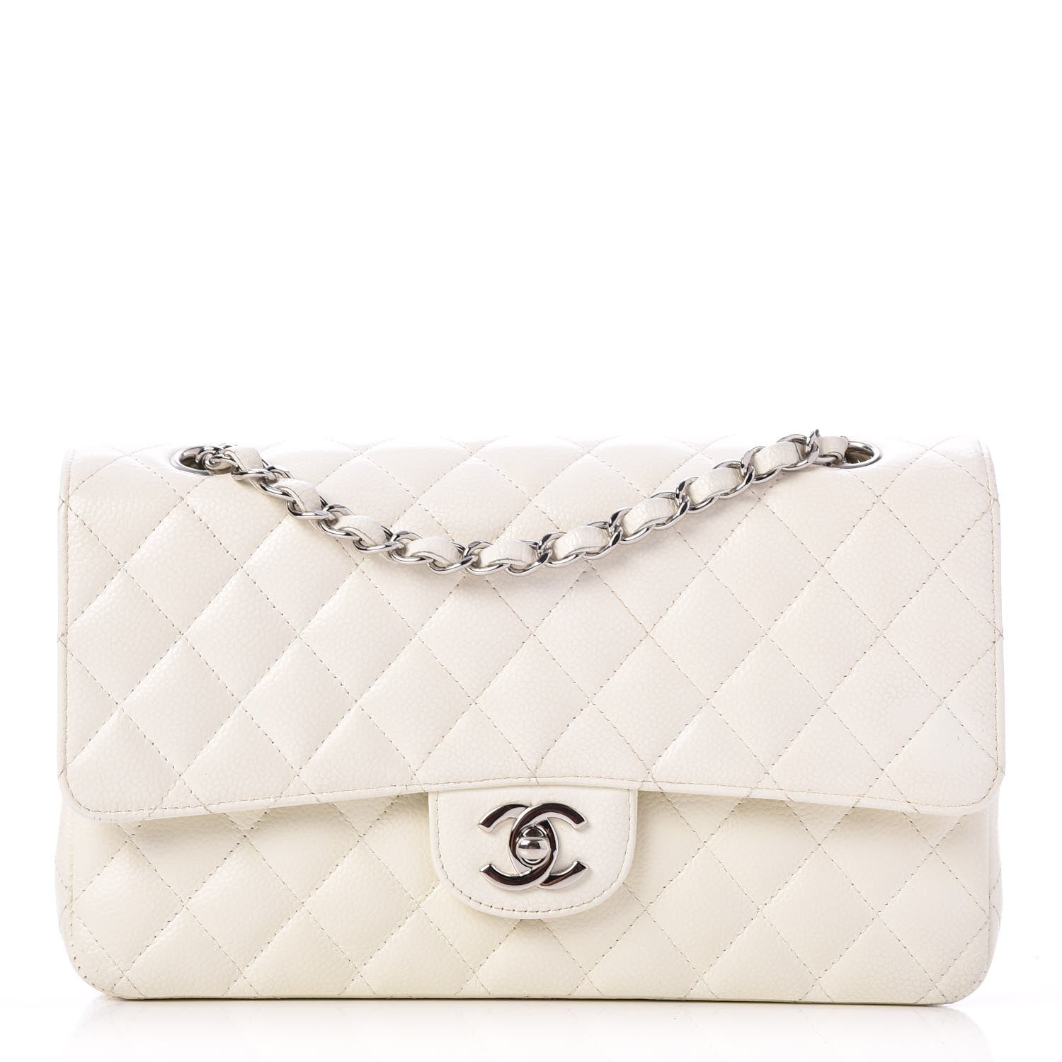 Chanel Caviar Quilted Medium Double Flap White 1 of 10