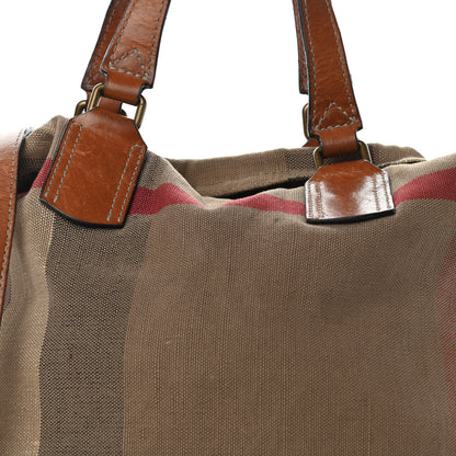 Burberry Canvas Mega Check Medium Tottenham Brit Tote Saddle Brown 9 of 9