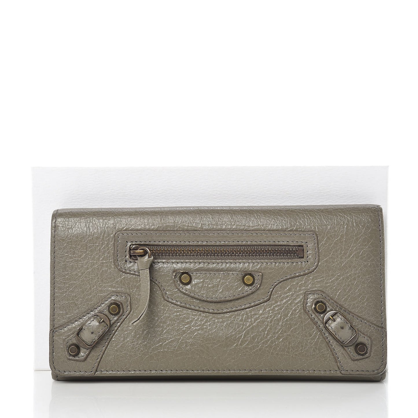 Agneau Classic Hardware Money Wallet Beige Liege