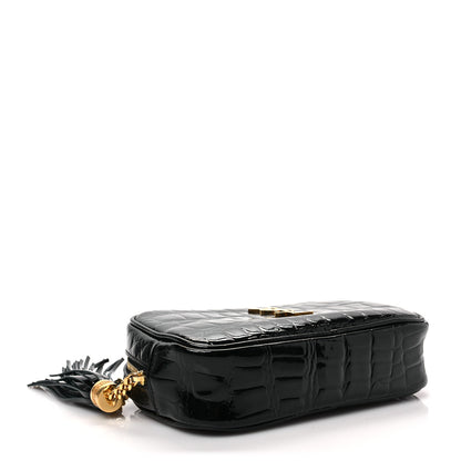 Saint Laurent Calfskin Crocodile Embossed Monogram Mini Lou Camera Bag Black 4 of 7