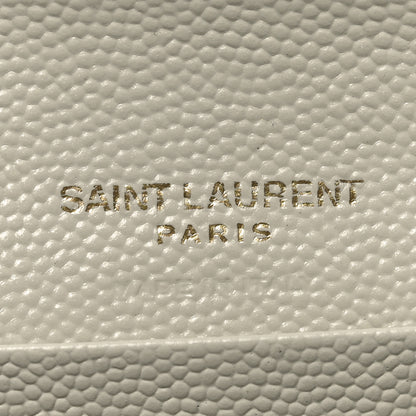 Saint Laurent Grain De Poudre Textured Mixed Matelasse Triquilt Small Monogram Envelope Wallet Blanc Vintage 6 of 9