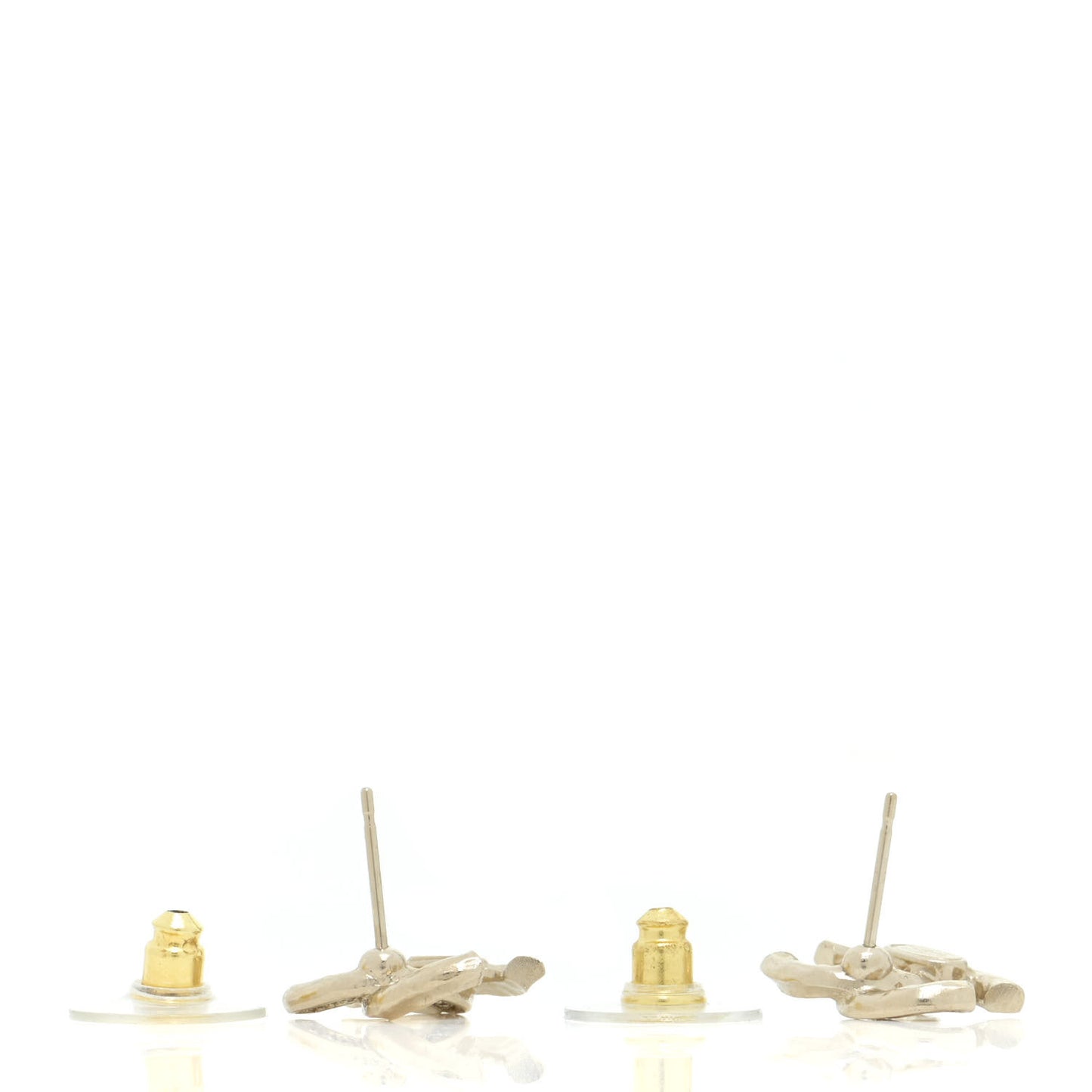 Textured Metal Crystal CC Earrings Gold