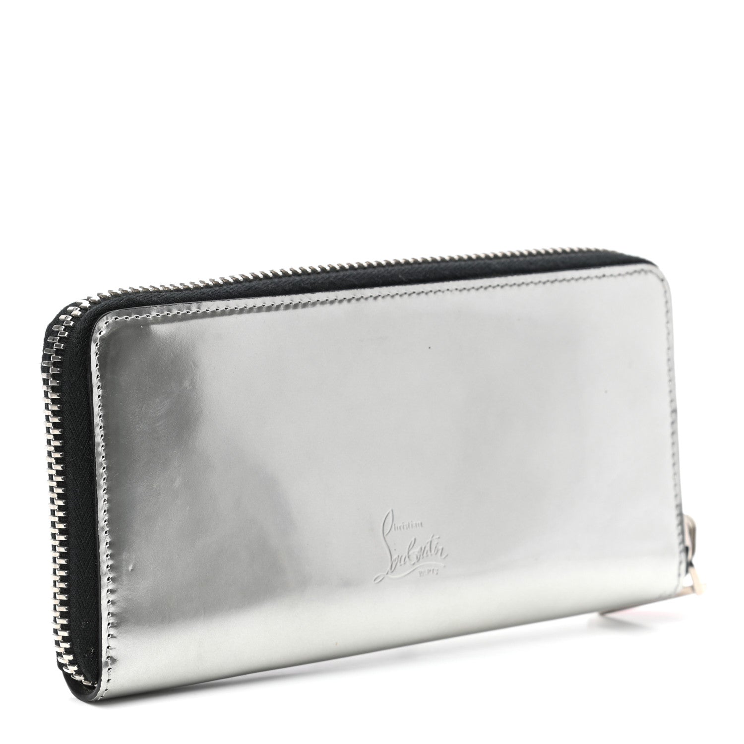 Christian Louboutin Metallic Specchio Panettone Spiked Zip Around Wallet Silver 3 of 7