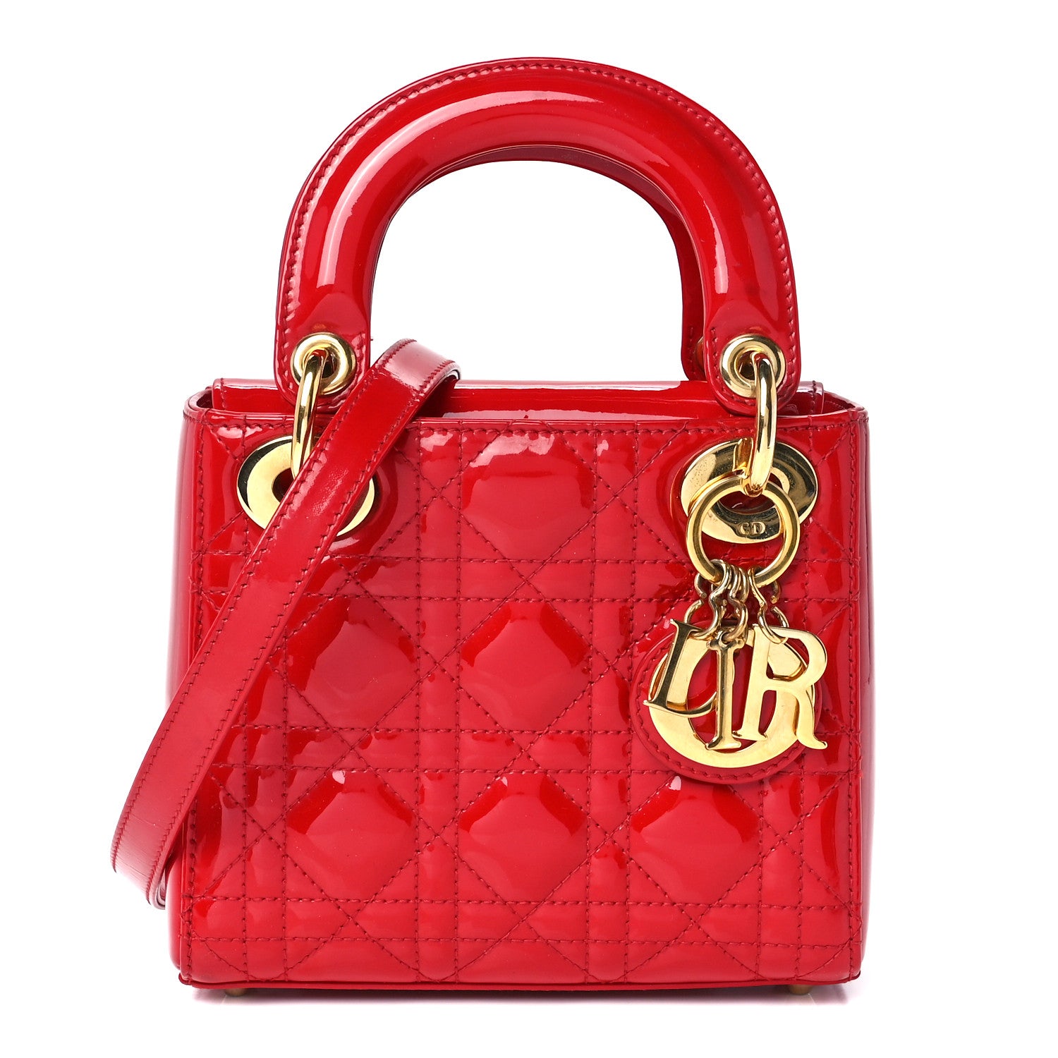 Christian Dior Patent Cannage Mini Lady Dior Red 8 of 10