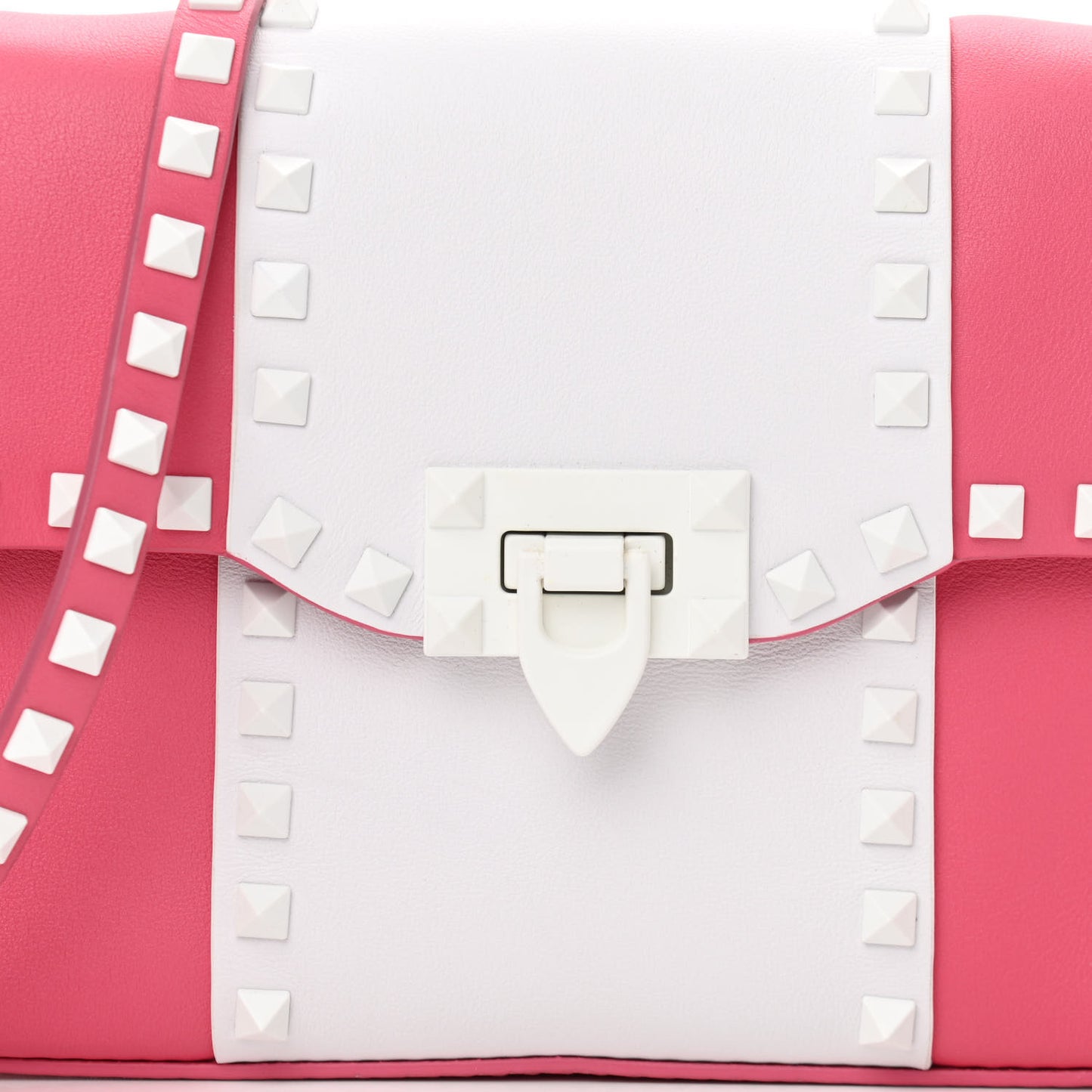 Vitello Colorblock Medium Free Rockstud Flip Lock Crossbody Bag Shadow Pink Optic White