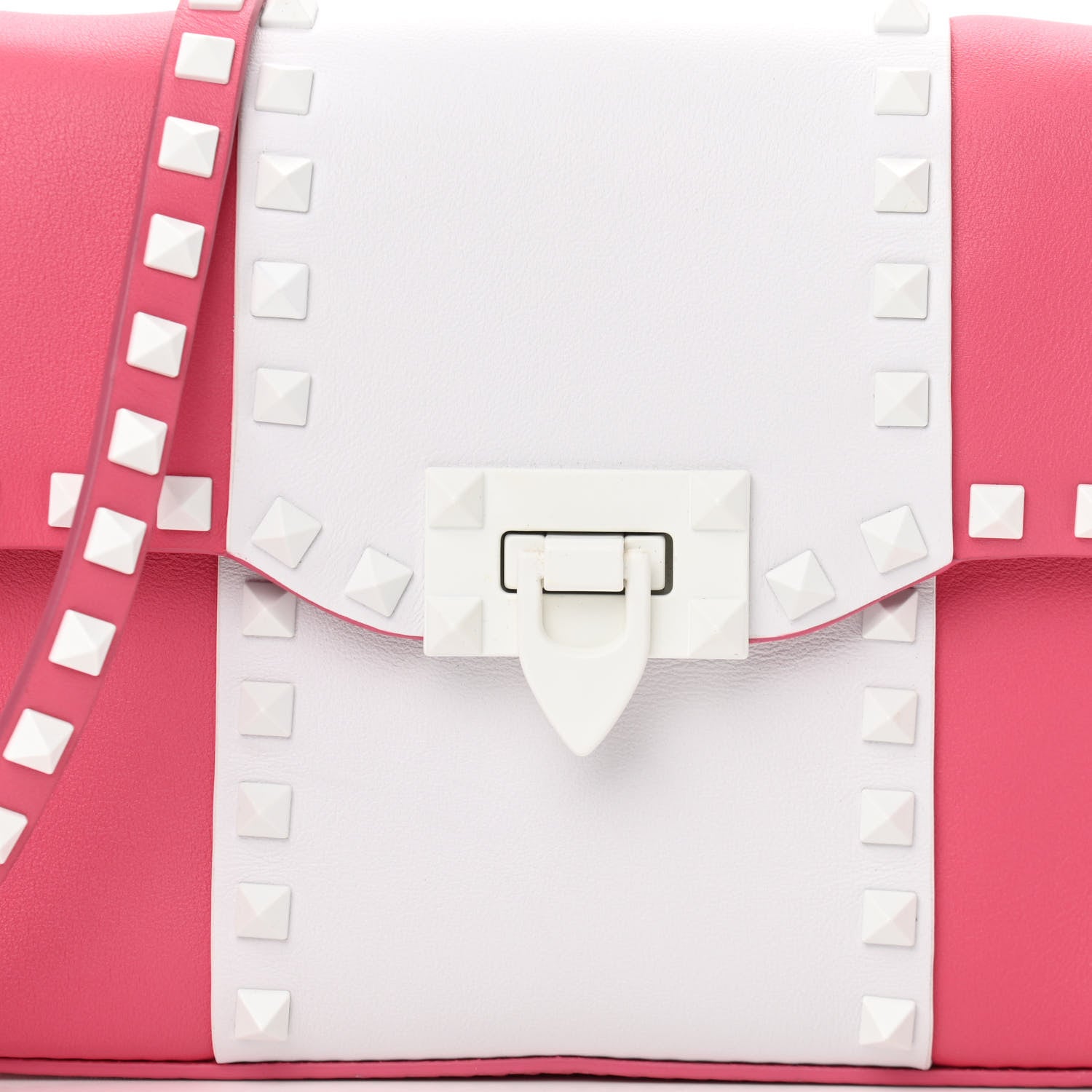 Valentino Garavani Vitello Colorblock Medium Free Rockstud Flip Lock Crossbody Bag Shadow Pink Optic White 7 of 9