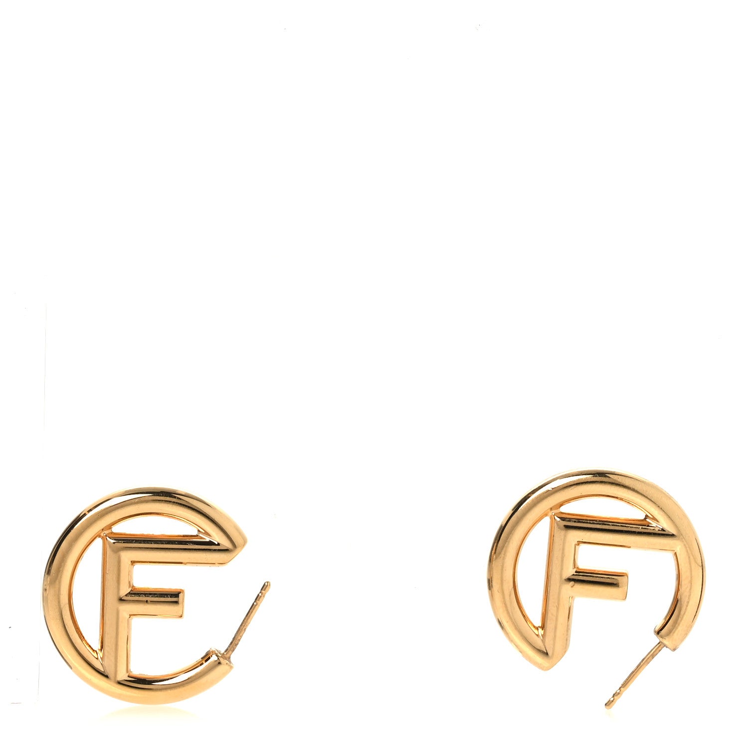 Fendi Metal FF Hoop Earrings Gold 1 of 6