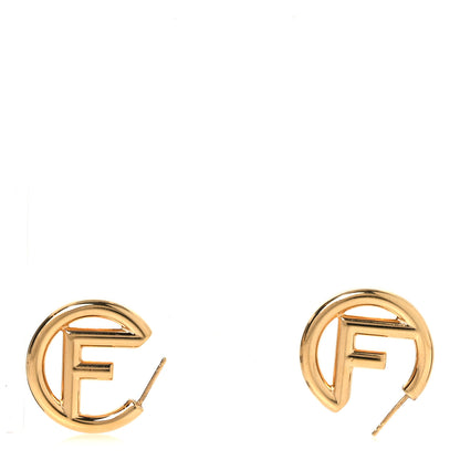Fendi Metal FF Hoop Earrings Gold 1 of 6