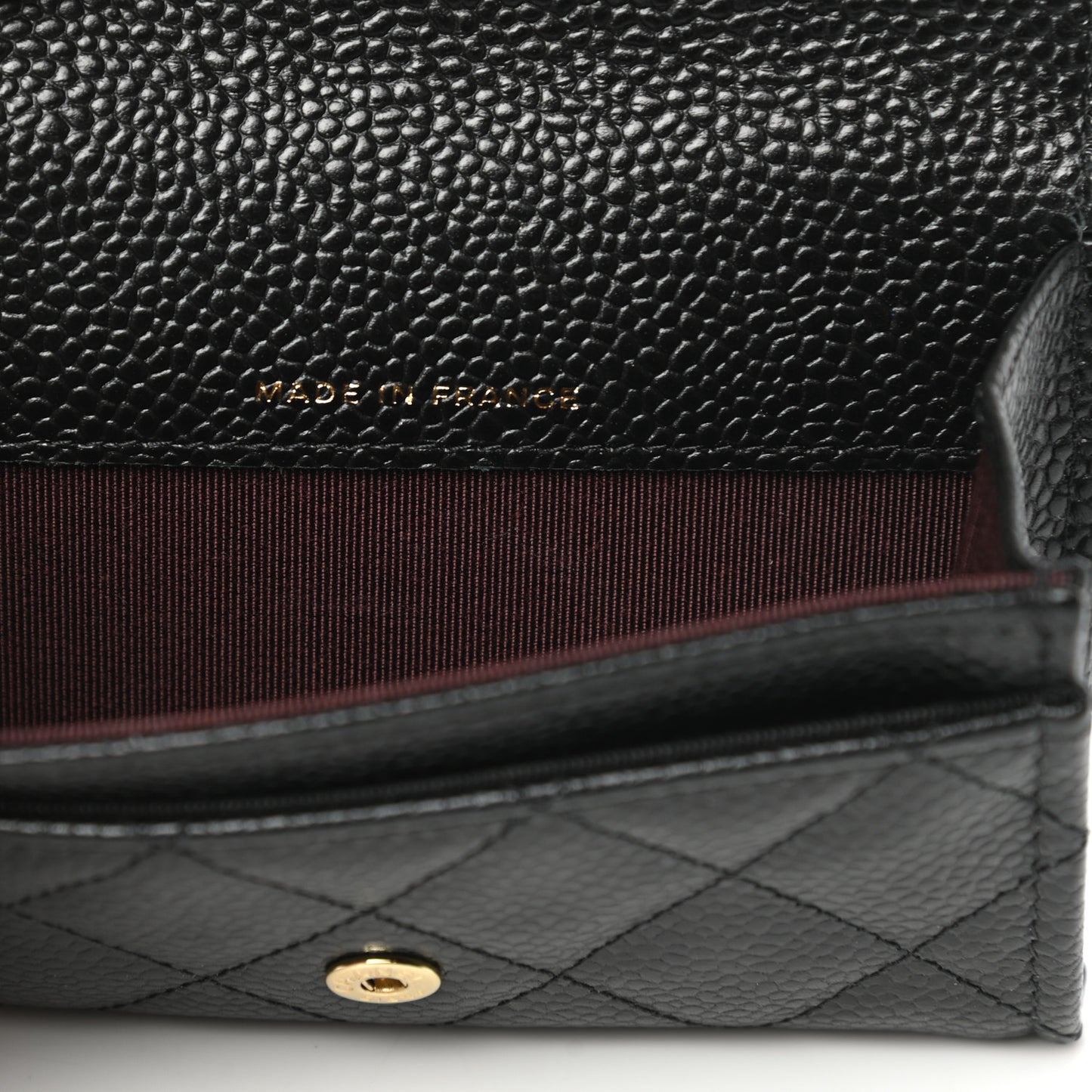 Caviar Quilted Flap Card Holder Wallet Black