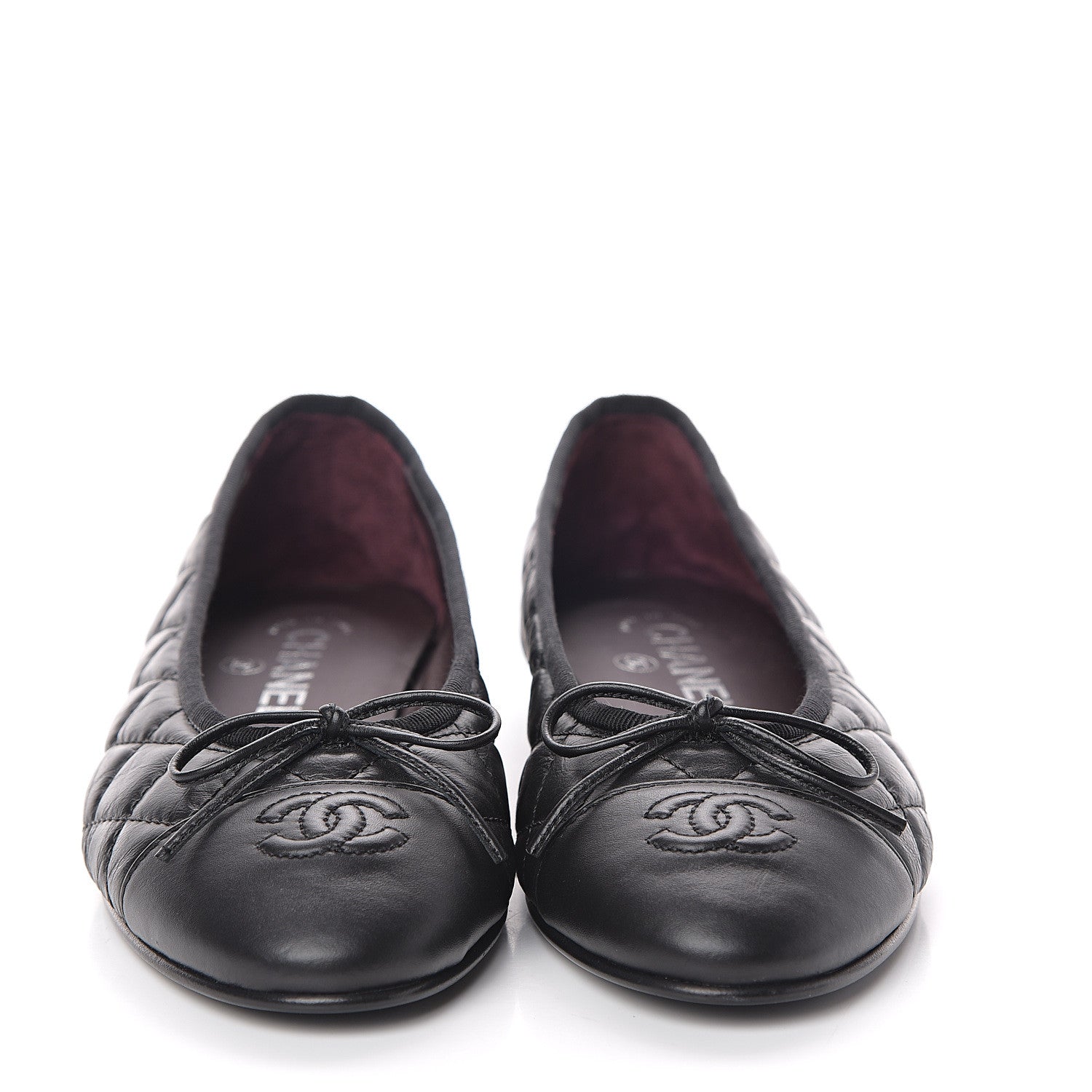 Chanel Aged Calfskin Quilted Cap Toe Ballerina Flats 37 Black 2 of 7