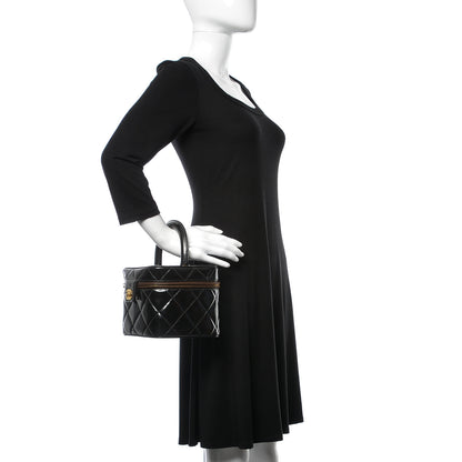 Chanel Patent Quilted Vanity Cosmetic Case Black 1 of 15