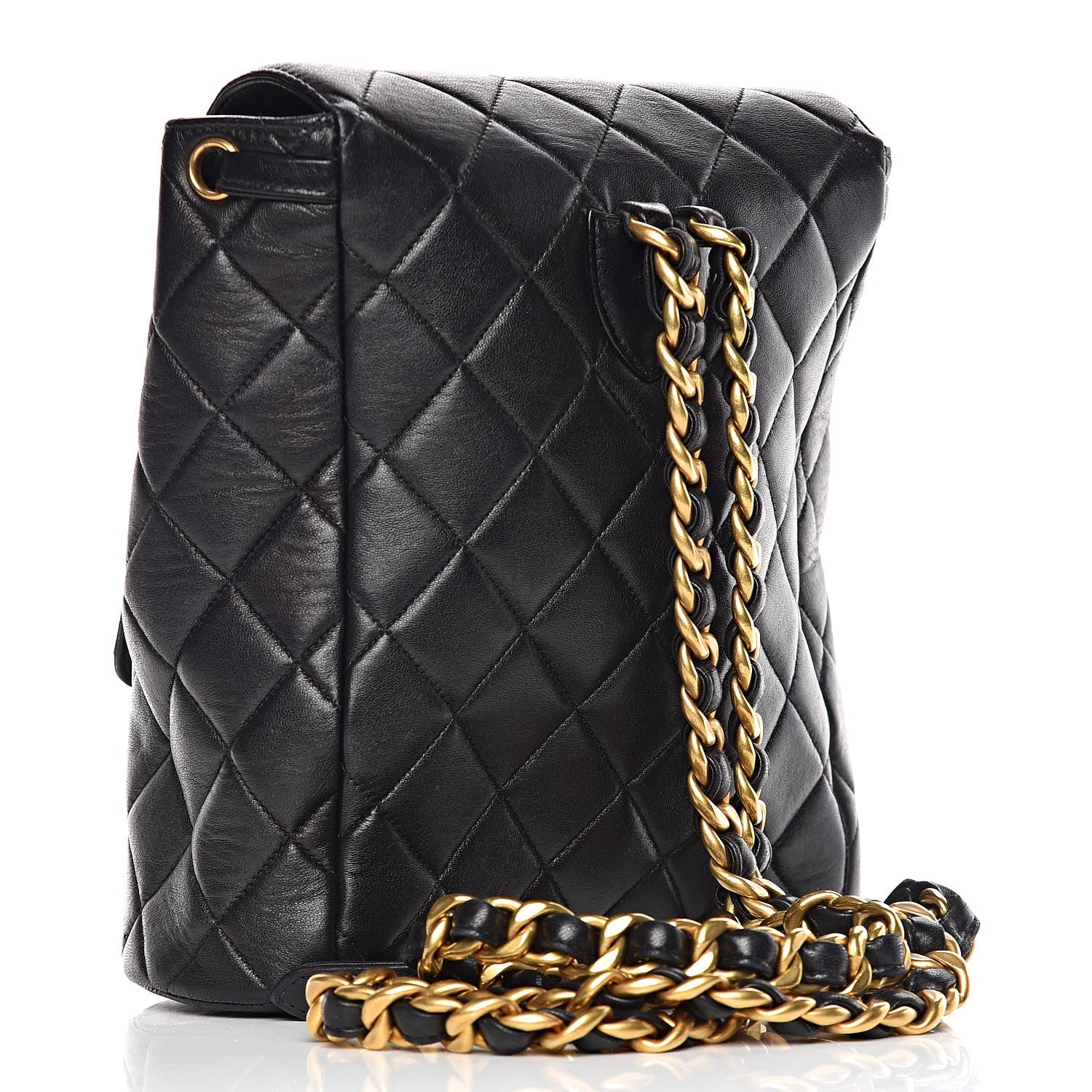 Chanel Lambskin Quilted Drawstring Backpack Black 3 of 11