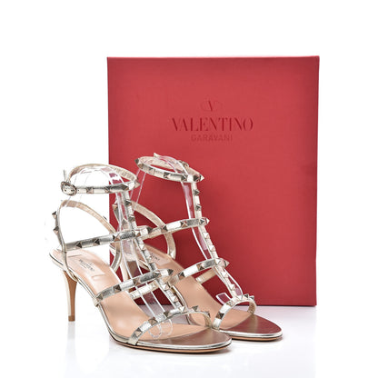Valentino Garavani Metallic Nappa Rockstud Gladiator 70mm Sandals 41 Skin 10 of 10