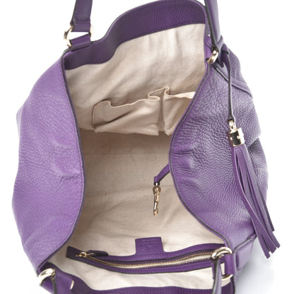 Gucci Pebbled Calfskin Medium Soho Shoulder Bag Shine Purple 5 of 7