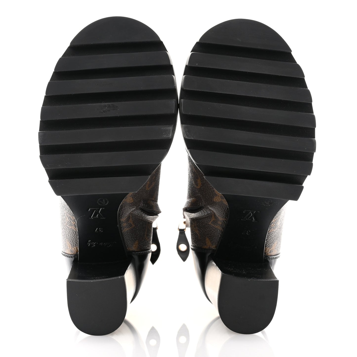 Patent Calfskin Monogram Star Trail Ankle Boots 37 Black