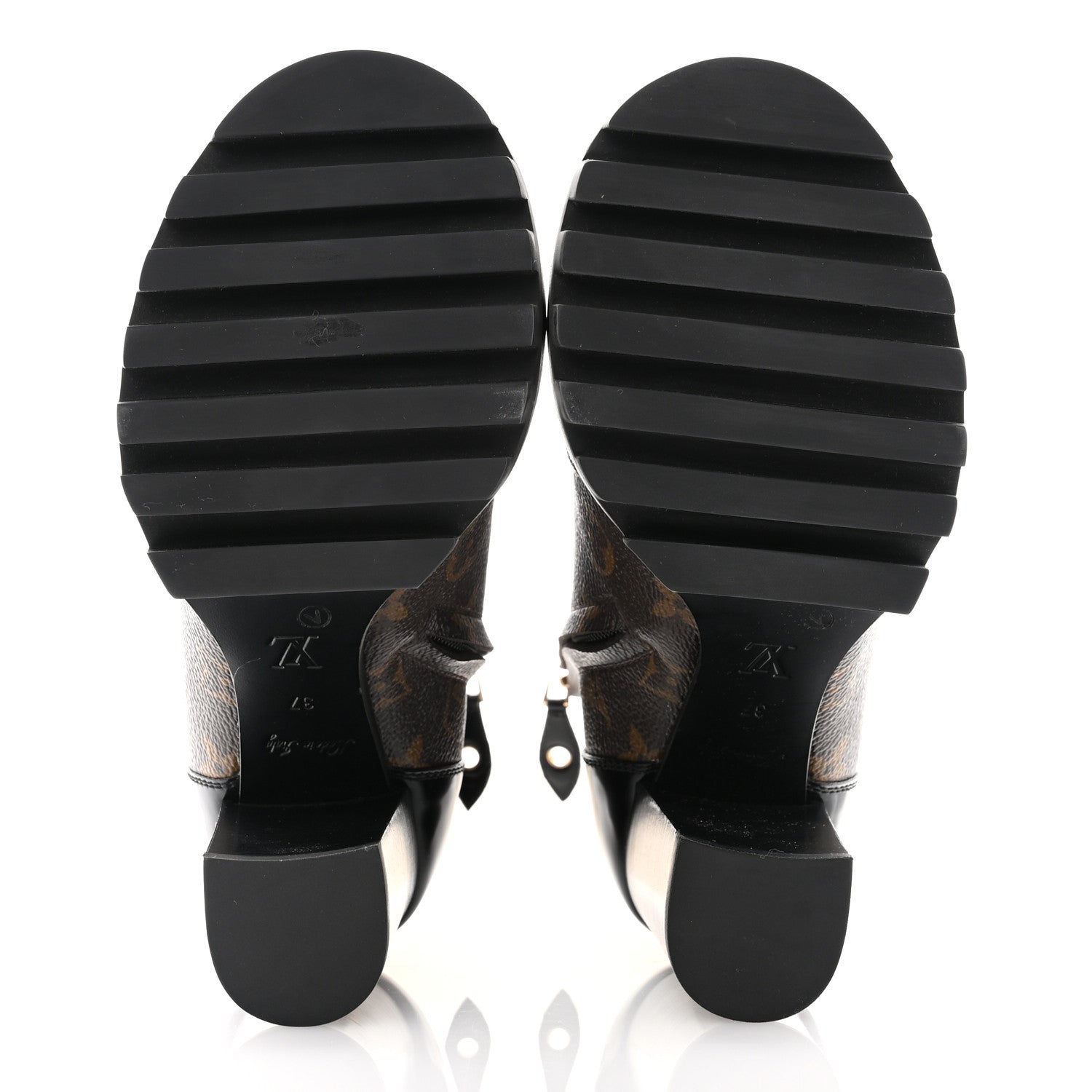 Louis Vuitton Patent Calfskin Monogram Star Trail Ankle Boots 37 Black 5 of 9