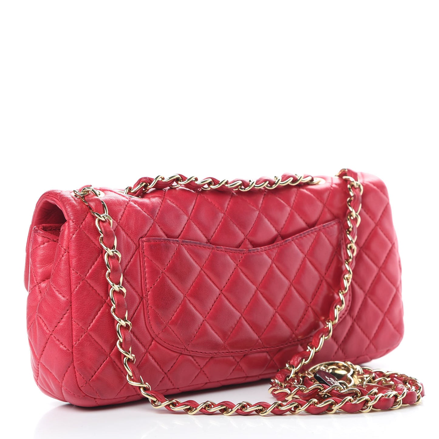 Lambskin East West Valentine Charms Flap Dark Pink