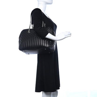 Saint Laurent Lambskin Mixed Matelasse Joan Bowling Bag Black 2 of 8